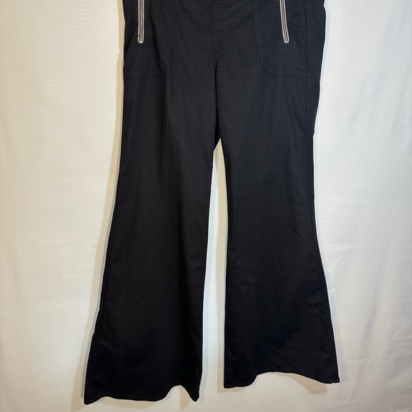 Seven 7 For All Mankind Black Denim Jean Wide Leg Bootcut Flared Zipper Size 30 - Picture 2 of 9